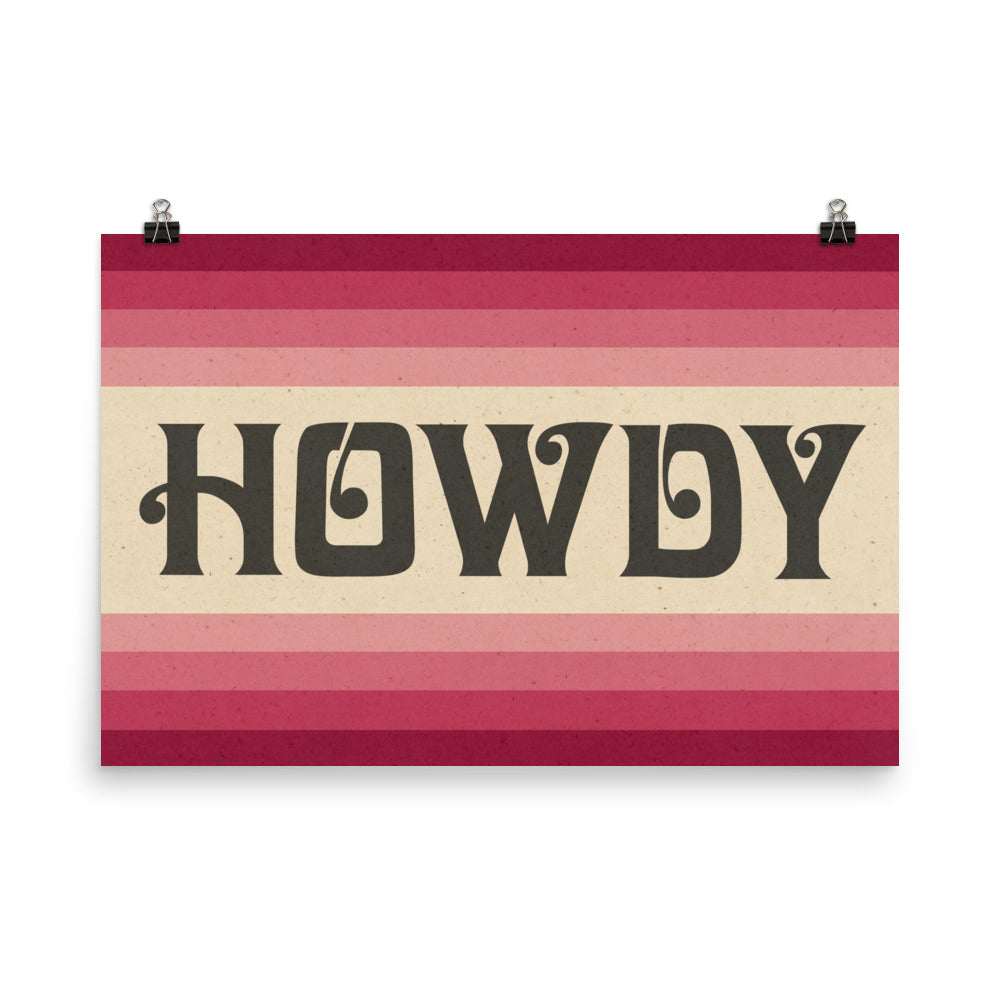 Howdy Art Print Poster Monochromatic Ombre Pink Print