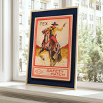 Tex Cowboy Vintage Matchbook Art Print - Tejas Country Club