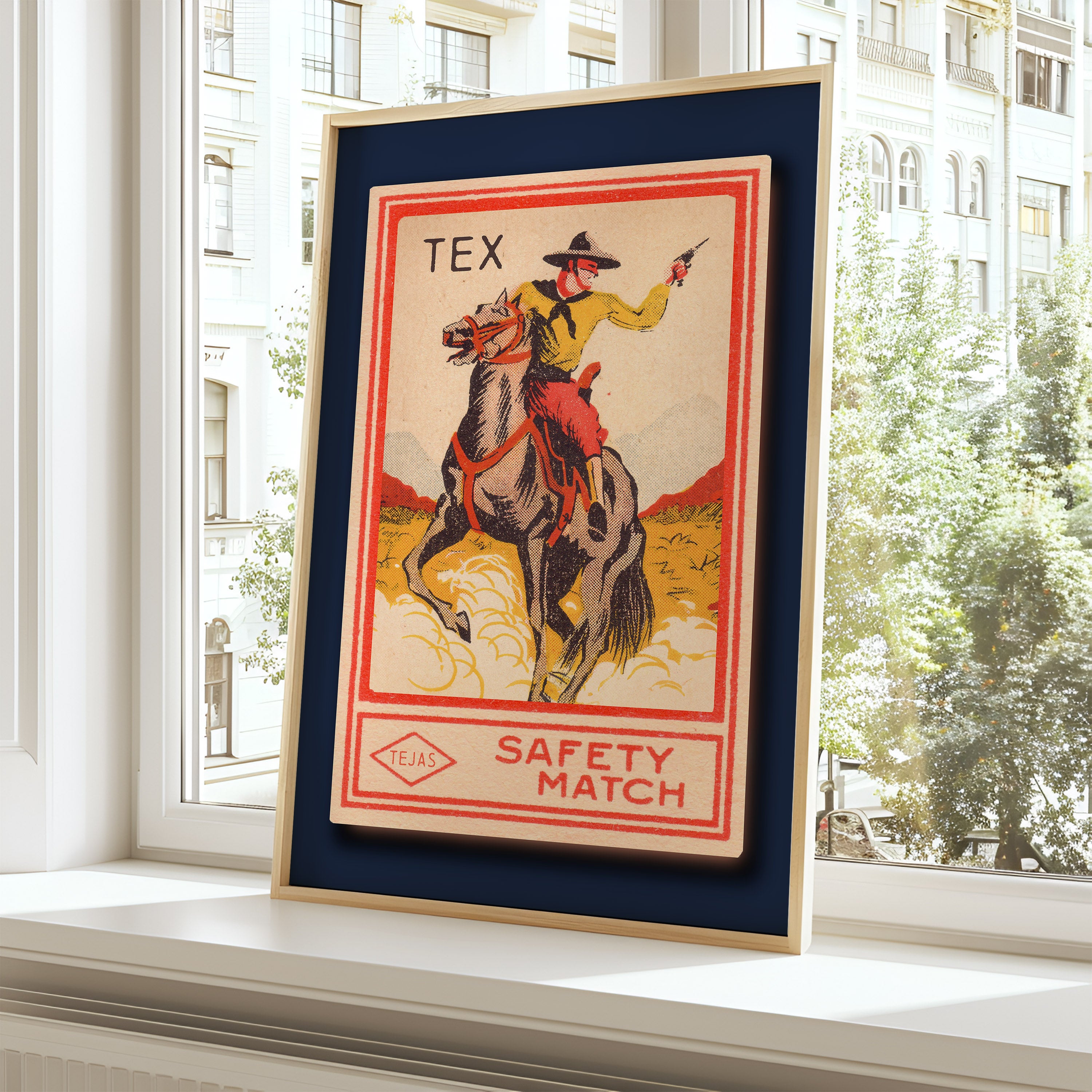 Tex Cowboy Vintage Matchbook Art Print - Tejas Country Club
